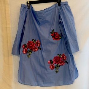 Off shoulder poplin shirt